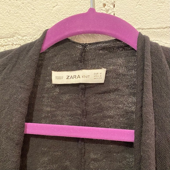 Zara Kimono Black open cardigan cotton knit beach coverup Medium - Picture 3 of 4